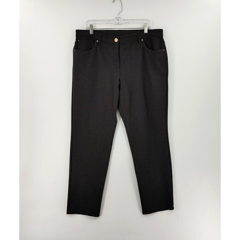 So Slimming by Chicos Peyton Pants Womens 3 Short Dark Gray Ponte Stretch